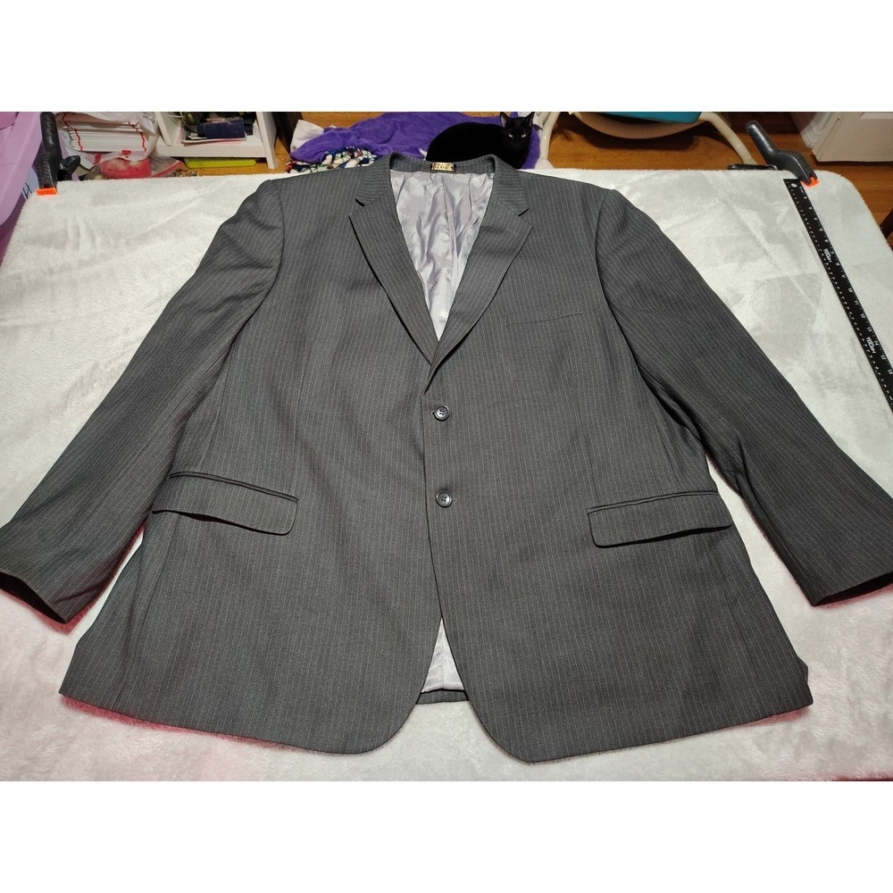 Caravelli Blazer Men 52R Black Pin Stripe Italian Design City Classic Business